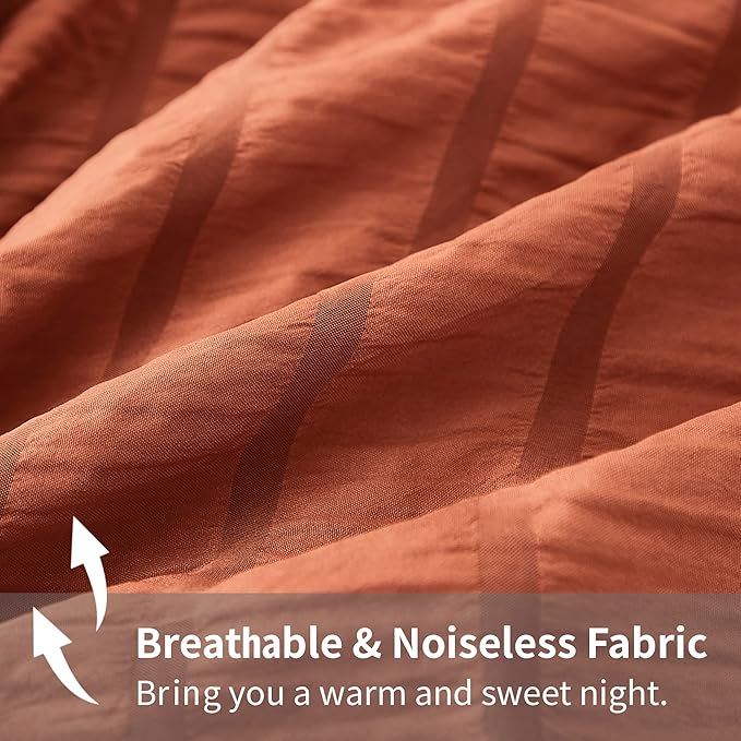 AveLom Terracotta Seersucker Comforter Set - Full Size, 80x90 Inches, 3 Pieces, Machine Washable