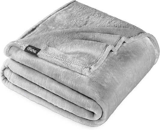 Bare Home Fleece Blanket - King Size - Ultra-Soft Lightweight for Bed, Sofa, and Couch - Luxury Microplush - Cozy Warm Blanket (King, Light Grey)