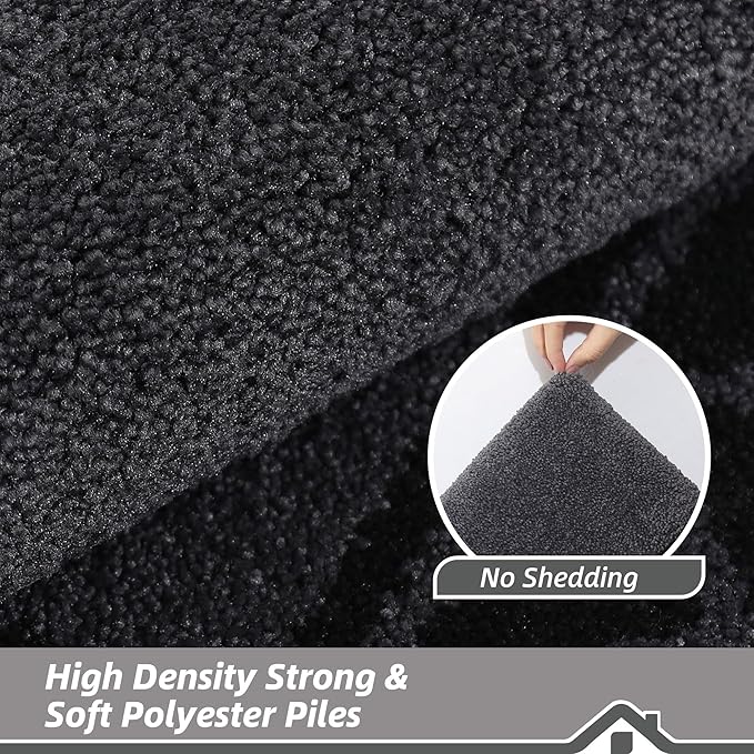 BEQHAUSE Door Mat Dirt Trapper Non Slip Entryway Rugs Absorbent Welcome Mat Low Profile Washable Front Door Mat for Muddy Paws,Entrance,Hallway, 36" x 60",Black