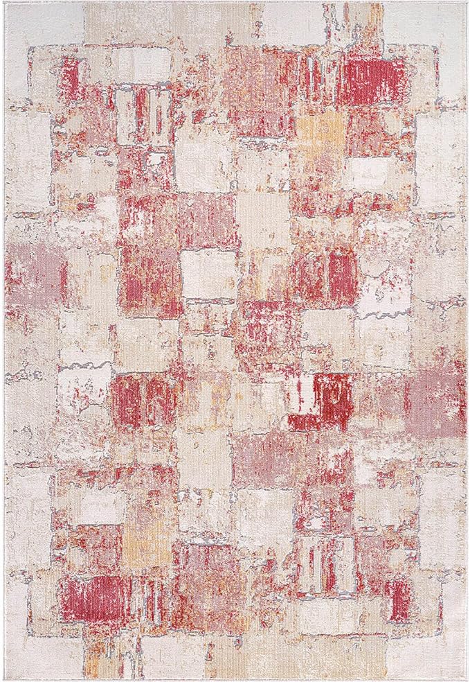 Beverly Rug Living Room Rug 4x6 Modern Luxury Ultra Soft Vintage Indoor Area Rugs for Kitchen Dining Room Stain Resistant Non Shedding Indoor Carpet Alfombras para Salas Modernas (4 x 6 Pink)