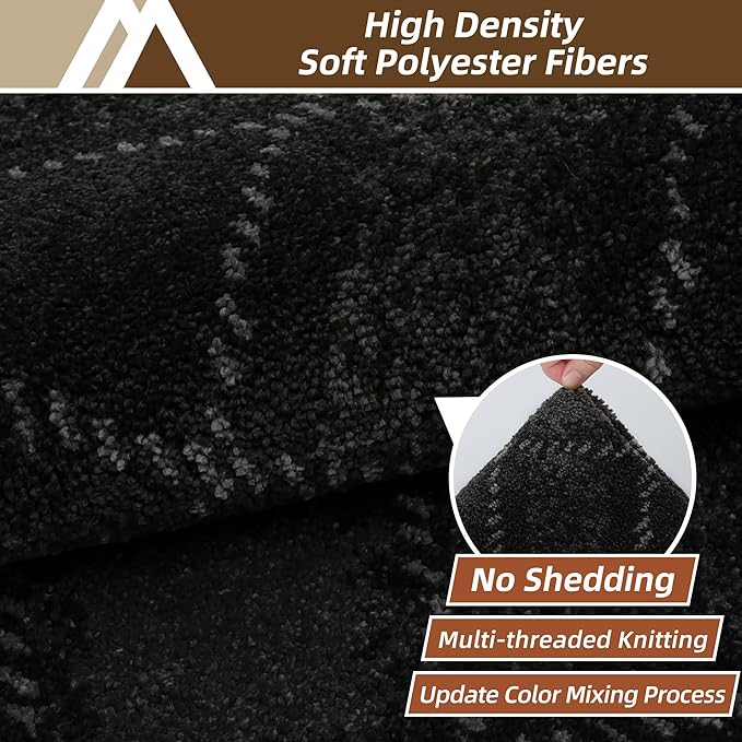 COSY HOMEER Kitchen Rugs and Mats Sets 2PCS Non-Slip Soft Kitchen Mats for Floor Absorbent and Stain Resistant Kitchen Floor Mat Washable Plaid Rugs for Kitchen,20"x32"+20"x48",Black
