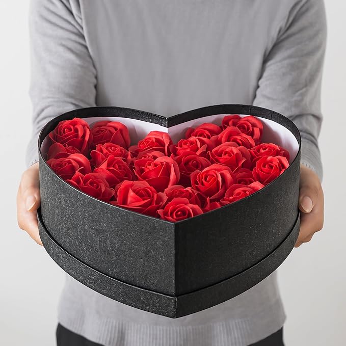 Soul & Lane Heart Shaped Gift Boxes: Set of 3 Empty Paper Mache Boxes with Lids for Flowers, Gifts, Chocolate Strawberries & Special Occasions, Cardboard Pink Heart Shaped Box for Arrangements