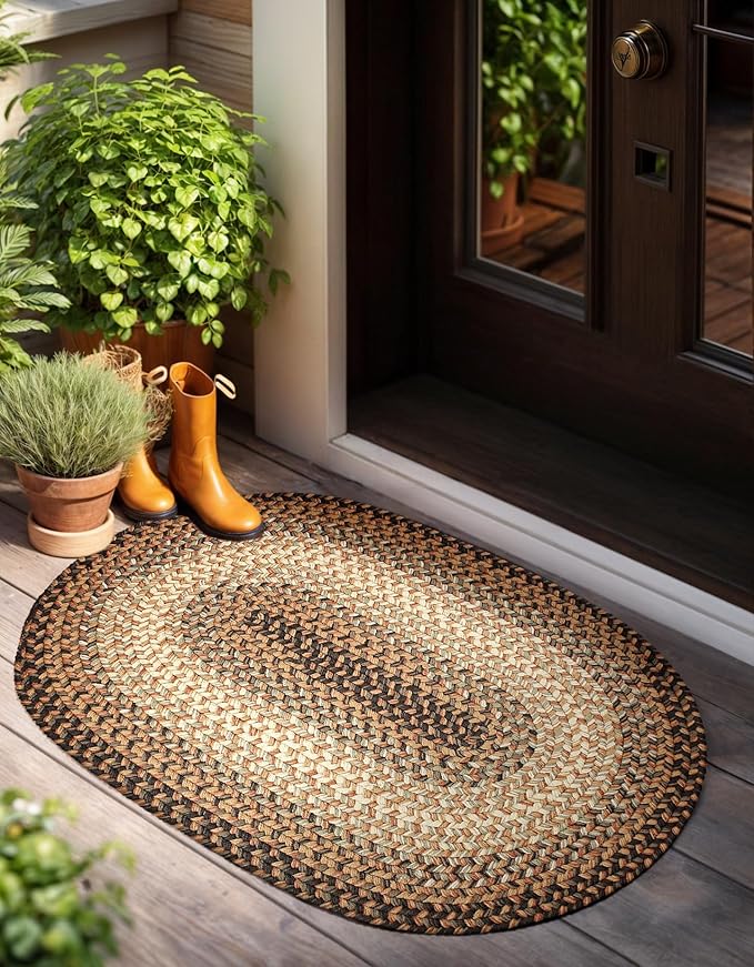 RRI Home Decor EastEnd EL33 Taupetone 2' x 3' Oval - Braided Area Rug, Home Decor, Floor Mat or Bedroom Rug - Easy Care, Ideal for High Traffic Areas in Hallway and Living Room - Made in USA