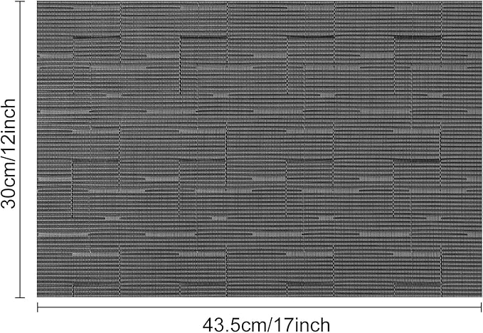 Myir JUN Placemats Set of 6, Vinyl Woven Placemats Place Mats Indoor Washable Table Mats Non-Slip Place mats for Dining Table (Black-Gray, Set of 6)