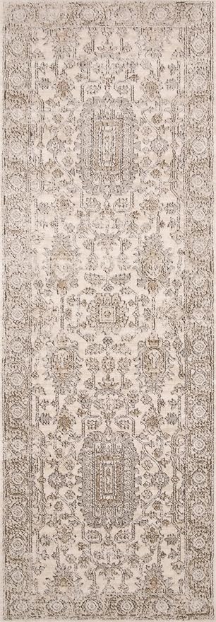 Loloi Teagan Collection TEA-03 Ivory/Sand 5'-3" x 7'-6" Area Rug, Large, Soft Neutral Rug, High-Traffic for Living Room, Bedroom, Home Office, Dining Area