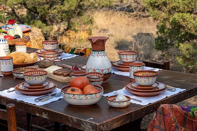 Cactus Canyon Ceramics Spanish Terracotta 5-Piece Breakfast Bowl Set (European Size) White