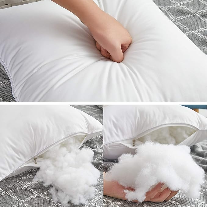 Oubonun 20"x20" Pillow Inserts (Set of 4) - 100% Cotton Cover, Square Throw Pillow Inserts for Couch, Sofa, Bed - Decorative 20 Inch White Pillow Inserts