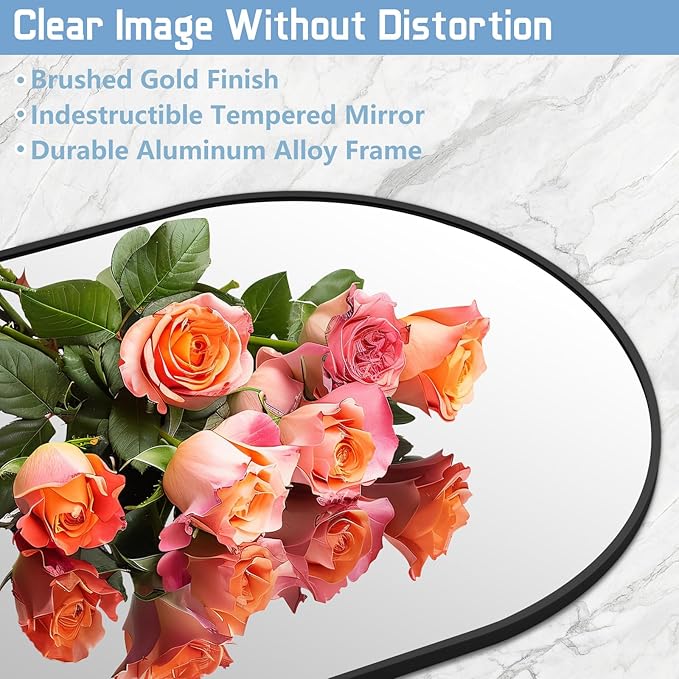 56"X18" Arched Full Length Mirror, Black Floor Mirror with Stand Hanging or Leaning Against Wall, Tempered Glass Full Body Mirror for Bedroom Living Room, Aluminum Alloy Frame