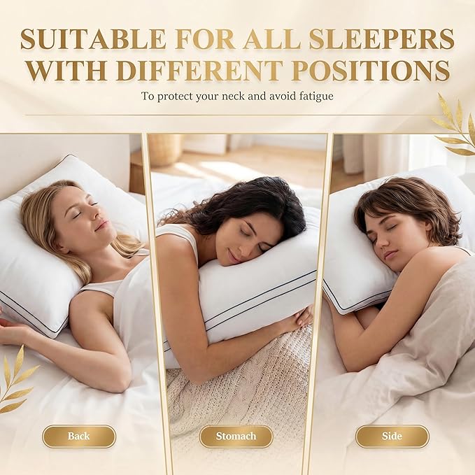 Homotive Feather Pillows Standard Size Set of 2 Goose Down Pillows with 100% Breathable Cotton Cover, Hotel Collection Bed Pillows for Sleeping, Soft Support for Back, Stomach and Side Sleepers