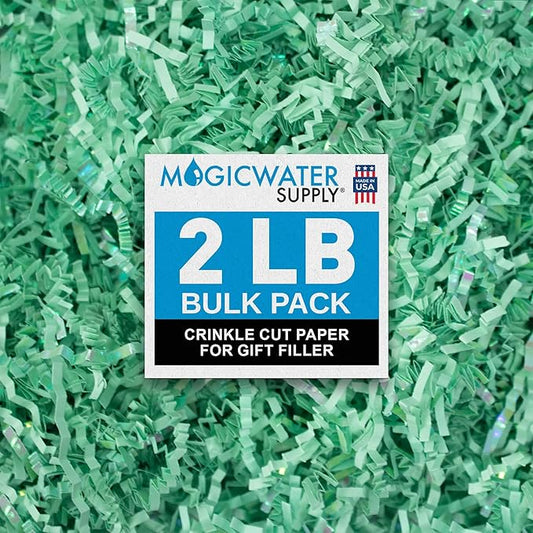 MagicWater Crinkle Cut Paper for Gift Baskets - 2LB - Diamond Mint - Perfect for Shredded Paper Filler, Basket Filler, Gift Boxes, Bridesmaid Gifts, Christmas Stuffers & More – Ideal for All Occasions