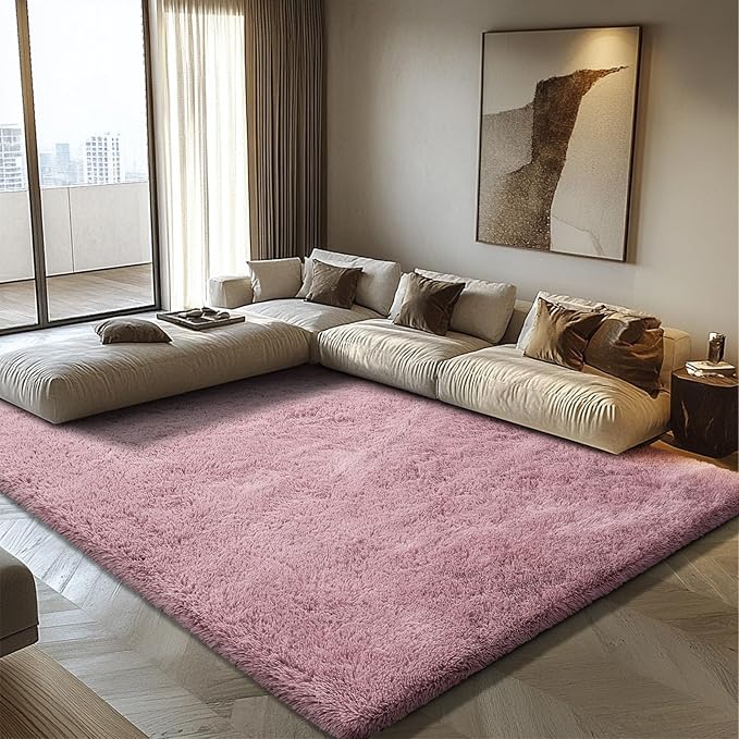 Shag Area Rug for Bedroom 5x8,Blush Fluffy Area Rugs for Living Room,Soft Fuzzy Rug Non-Shedding Indoor Plush Carpet for Kids Bedroom Nursery Dorm Home Decor