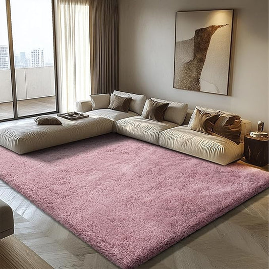 8x10 Fluffy Area Rugs for Living Room,Shag Area Rug for Bedroom,Blush Soft Fuzzy Rug Non-Shedding Indoor Plush Carpet for Kids Bedroom Nursery Home Decor