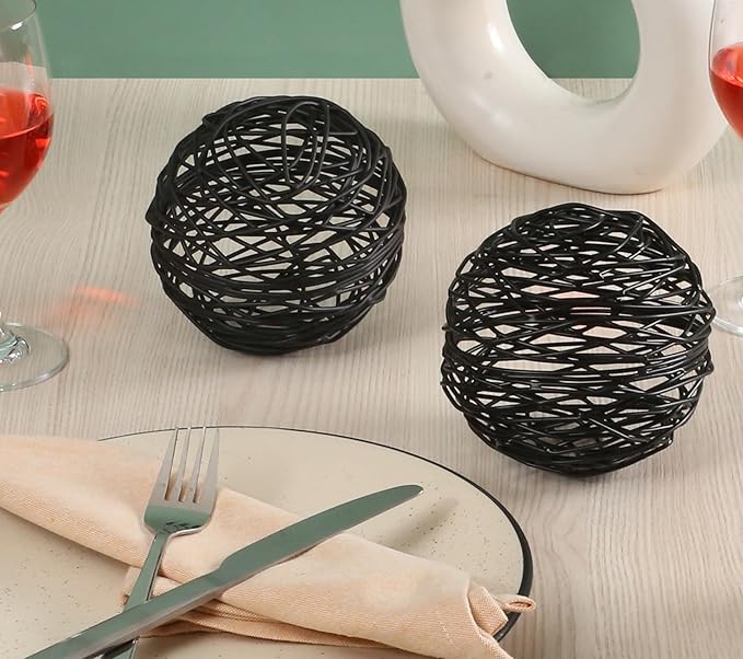 CLEENTABLE Decorative Metal Ball Set of 3 - Handcrafted Home Decor Metal Orb, Matte Black Powder Coated, Modern Home Décor Accents for Living Room, Coffee Table, Shelf, Centerpiece, Gift Idea