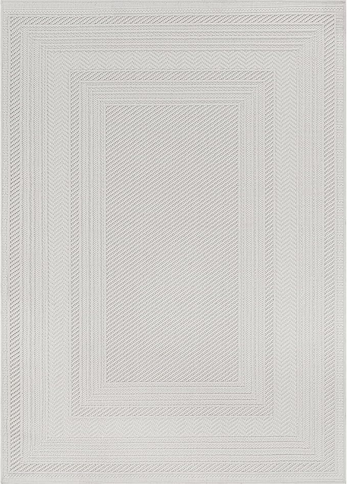 Luul Home Micro Loop Indoor Rug White 5x7 Boho Geometric Neutral Area Rugs for Living Room Soft Luxury Modern Low and High Pile Durable Stain Resistant Non-Shedding Indoor Area Carpet 5 x 7