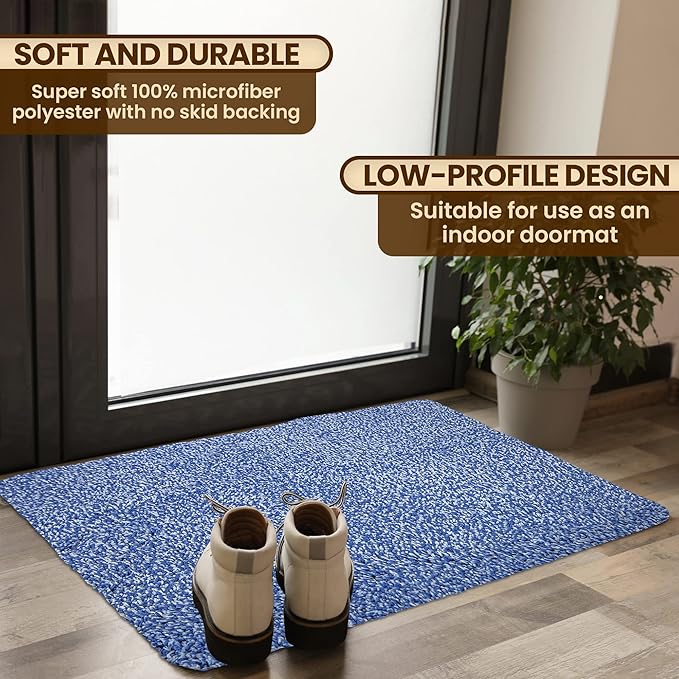 RugMast Premium Microfiber Indoor Door Mat – 24"x36" Washable Entry Mat, Non-Slip, Waterproof Backing, Super Absorbent, Low Profile Entryway Doormat for Indoor Entrance