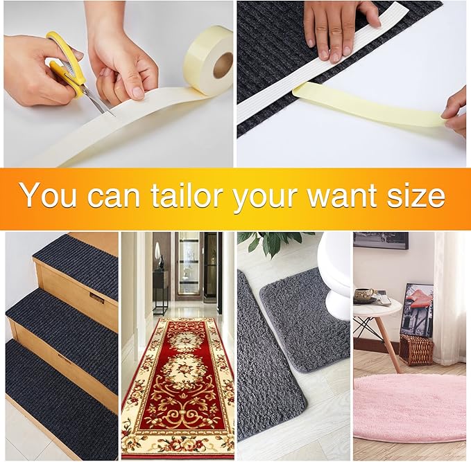 Home Techpro Rug Pads Grippers, 9.8 Ft Non Slip Washable Grippers for Rug, “Vacuum TECH” - New Materials to Anti Curling Rug Pad : Keep Your Rug in Place & Make Corner Flat and Easily Peel Off