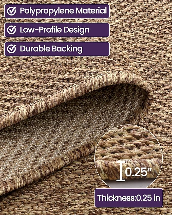 DEXI Dirt Trapper Door Mat, 48x72 Washable Doormat, Dirt Resistant and Absorbent, Easy Clean Low-Profile Floor Rugs for Entryway, Front Door, and Inside Entrance, Brown