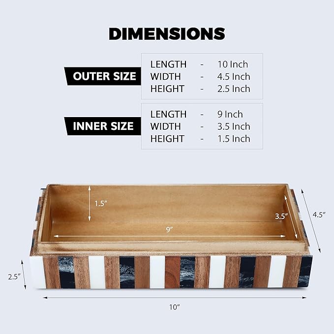 Handicrafts Home Decorative Storage Box 10x4.5 – Remote Control Holder, Jewelry Organizer, Modern Decorative Box with Lid, Boho Chic Home Décor Accent, Vintage Memory Box for Living Room Shelf Décor