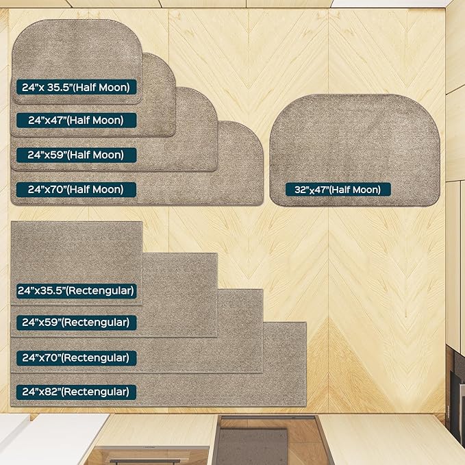 Washable Kitchen Rugs Set of 2 (24" x 35.5" + 24" x 59"), Non Slip Kitchen Mats for Floor, Absorbent Indoor Entryway Runner Rugs for Laundry, Bathroom, Door, Bedroom (Roll Packing)
