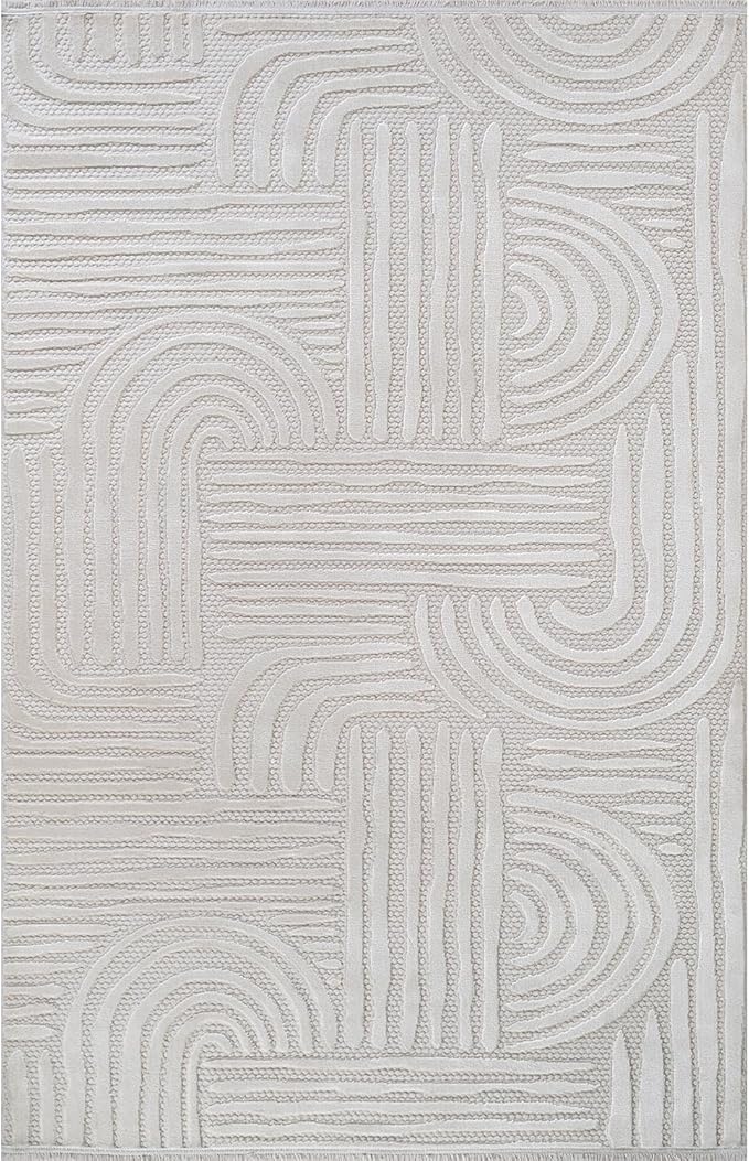 Modern Indoor Rug Orbit 4x6 Area Rugs for Living Room Luxury Kitchen Bedroom Durable Soft Geometric Durable Low and High Pile Stain Resistant Non Shedding Area Carpet 4x6