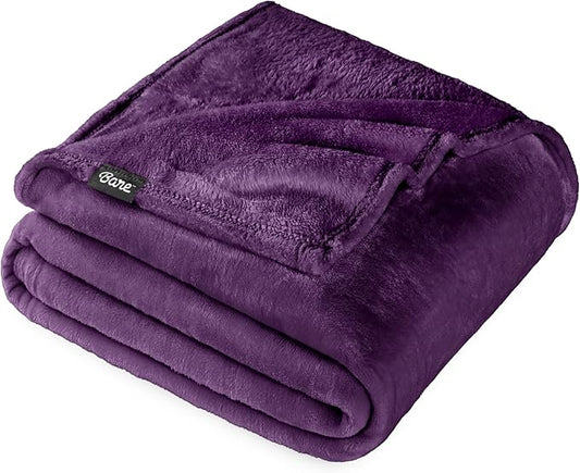 Bare Home Fleece Blanket - King Size - Ultra-Soft Lightweight for Bed, Sofa, and Couch - Luxury Microplush - Cozy Warm Blanket (King, Plum)