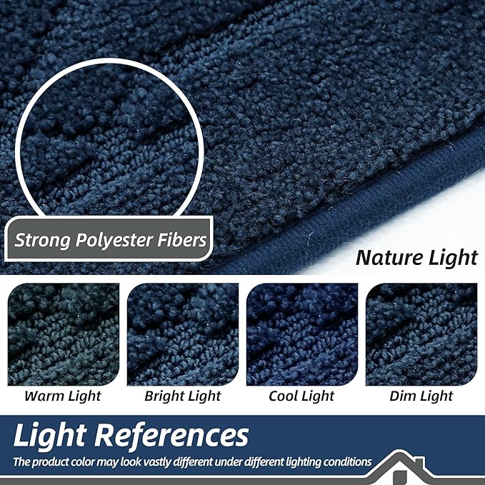 BEQHAUSE Dirt Trapper Door Mat 32" x 72", Doormat Non-Slip Entryway Rugs Washable, Dog Door Mat Stain Resistant and Absorbent Welcome Floor Mat for Front Back Door, Mud Wet Shoes & Paws, Navy Blue