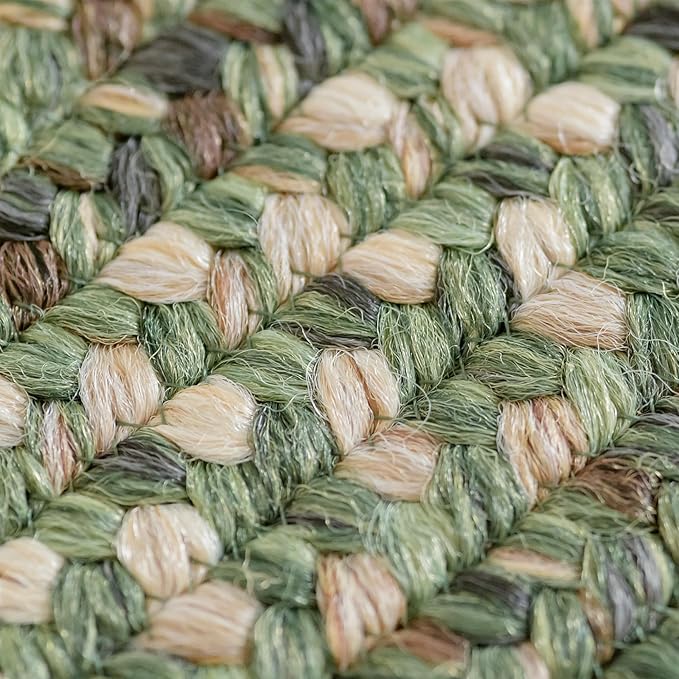 Cedar Ridge Green Small Braided Rug 20"x30" - Rectangle, Indoor Outdoor Washable - Country Decor for Bathrooms and Entryways - Beautiful, Durable, Waterproof, Pet Friendly and Soft
