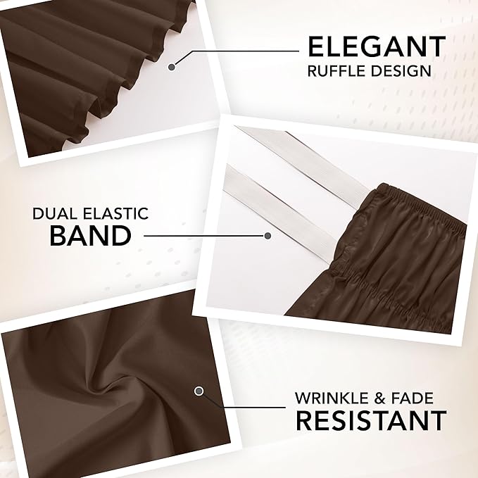 Utopia Bedding Queen Elastic Bed Ruffle - Easy Wrap Around Ruffle - Microfiber Bed Skirt with Adjustable Elastic Belt 16 Inch Tailored Drop - Hotel Quality Bedskirt, Fade Resistant (Queen, Brown)