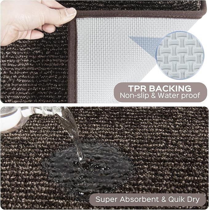 Washable Kitchen Rugs Set of 2 (24" x 35.5" + 24" x 59" Rectangular), Kitchen Mats for Floor, Indoor Entryway Runner Rugs for Laundry, Bathroom, Door, Bedroom (Roll Packing)