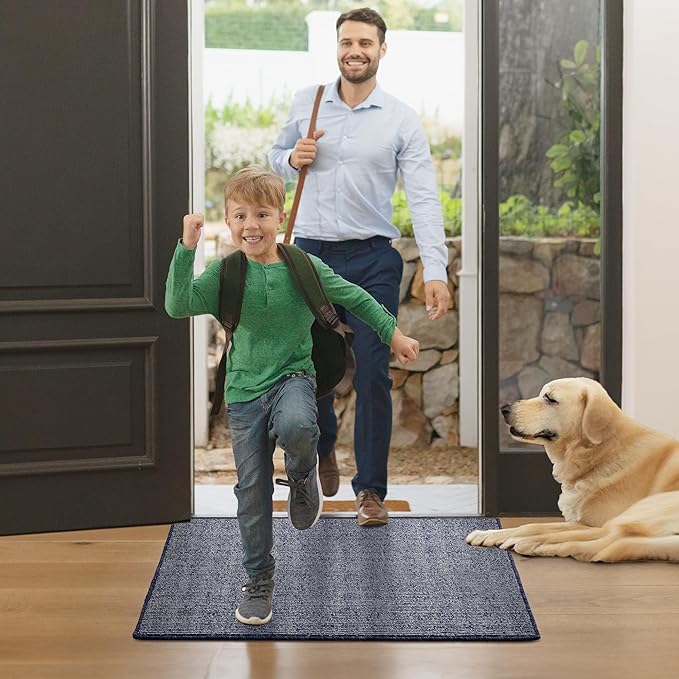 GRANNY SAYS Front Door Mat Outside Entrance, Door Mats for Entryway, Welcome Matt Non-Slip, Entryway Front Porch Mat Low Profile Resist Dirt Easy to Clean, 32"x20", Blue Beige