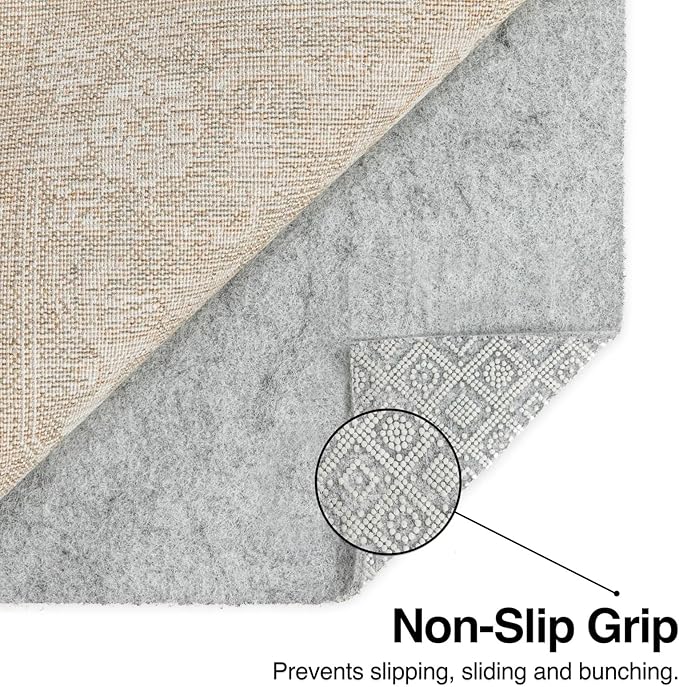 WELL WOVEN Premium 1/4" Thick Felt Rug Pad 4x6 - Non Slip Rubber Backing for Hard Floors & Carpet - Easy Cut to Size for Custom Fit - Superior Cushioning & Floor Protection Shield