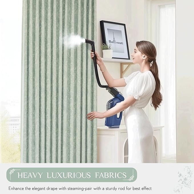 Beauoop Green Floral Jacquard Blackout Curtains 90 Inches Long 2 Panels for Bedroom Living Room Chenille Flower Room Darkening Thermal Insulated Soundproof Rod Pocket Back Tab Window Drapes 52x90