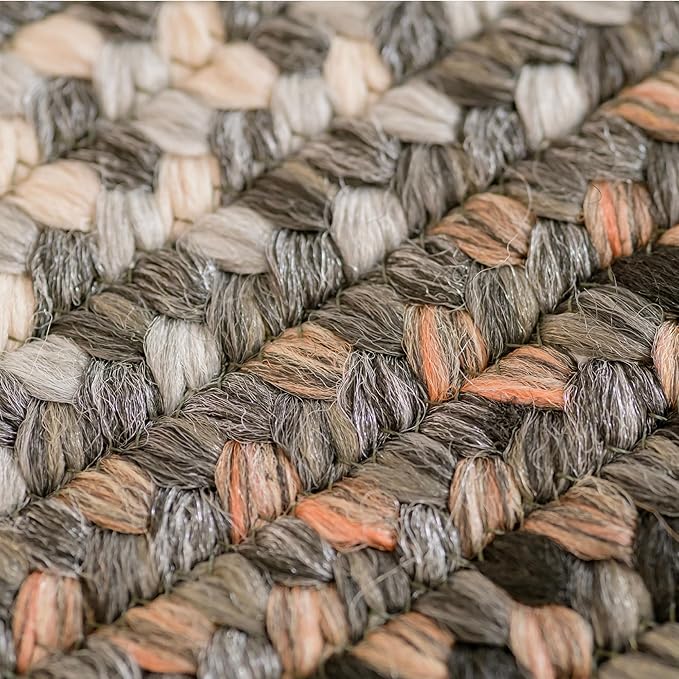 Midnight Moon Black and Grey Small Braided Rug 20"x30" - Rectangle, Indoor Outdoor Washable - Country Primitive for Bathrooms and Entryways - Beautiful, Durable, Waterproof, Pet Friendly and Soft
