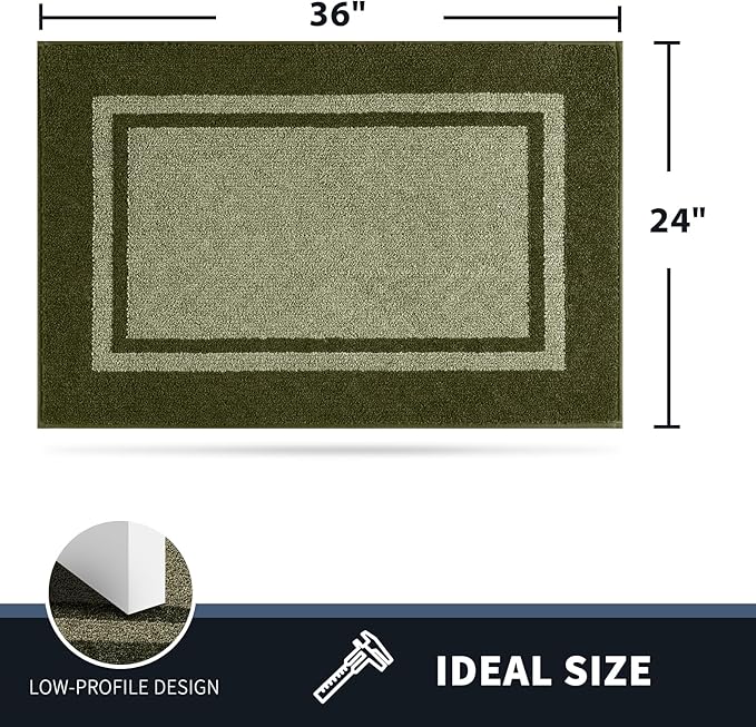 PURRUGS Dirt Trapping Door Mat 24" x 36", Non-Slip Machine Washable Entryway Rug, Entrance Mat, Indoor Front Door Mat, Super Absorbent Entry Rug for Muddy Shoes & Paws, Budding Green & Sage Green