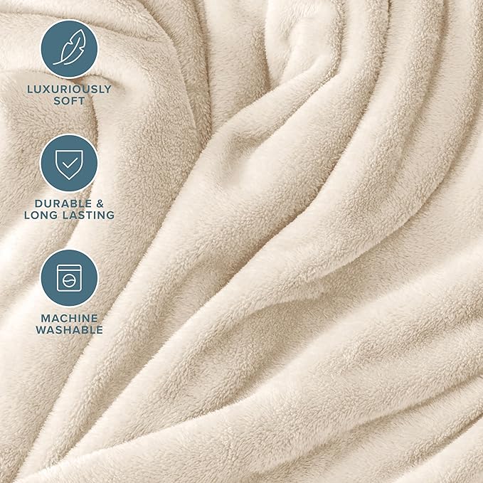 Bare Home Fleece Blanket - Twin/Twin Extra Long - Ultra-Soft Lightweight for Bed, Sofa, and Couch - Luxury Microplush - Cozy Warm Blanket (Twin/Twin XL, Vanilla)