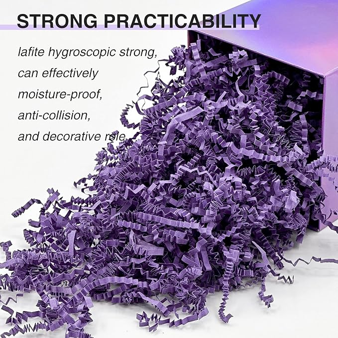 2LB Crinkle Paper Shred Filler for Bag Gift Box Basket Shreded Stuffing Decorations on Halloween(Purple)