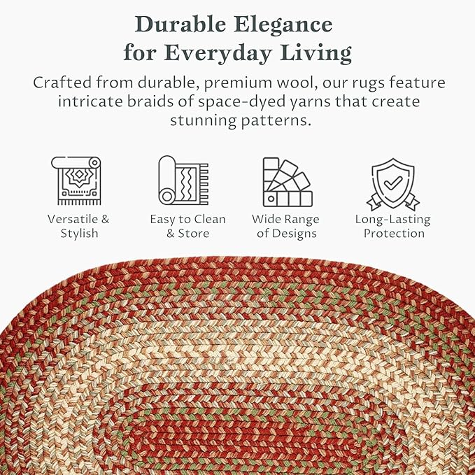 RRI Home Decor EastEnd EL43 Warm Earth 2' x 3' Oval - Braided Area Rug, Home Decor, Floor Mat or Bedroom Rug - Easy Care, Ideal for High Traffic Areas in Hallway and Living Room - Made in USA