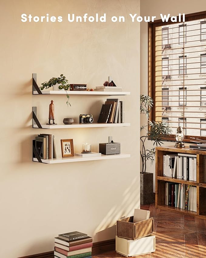 Floating Shelves for Wall, Wall Mount Book Shelf, Hanging Shelves, Wall Bookshelf for Bedroom, Office, Living Room