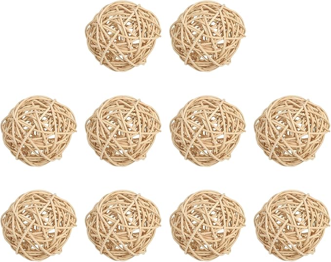 PATIKIL 3 Inch Wicker Rattan Balls, 10 Pcs Decorative Balls for Centerpiece Bowls Wedding Party Home Decor DIY Craft, Natural