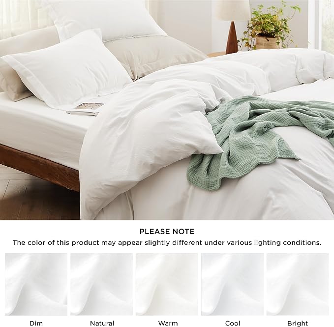 Bedsure California King Size Duvet Cover with Fitted Sheet - 4 Pieces Prewashed Cotton-Like Extra Soft Bedding Set, Includes 1 Duvet Cover 104x98 Inches, 2 Pillow Shams, 1 Fitted Sheet, White