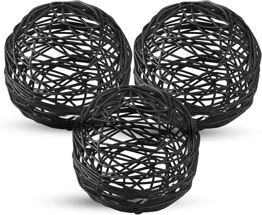 CLEENTABLE Decorative Metal Ball Set of 3 - Handcrafted Home Decor Metal Orb, Matte Black Powder Coated, Modern Home Décor Accents for Living Room, Coffee Table, Shelf, Centerpiece, Gift Idea