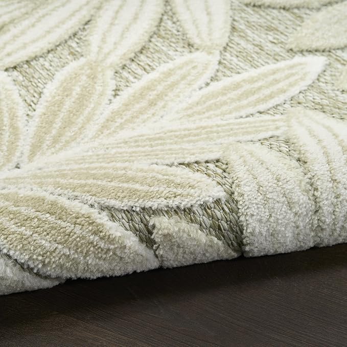 Nourison Home Aloha Ivory Sage 2'8" x 4' Area Rug - Easy Clean, Non Shedding, Bed Room, Living Room, Dining Room, Kitchen (3' x 4')