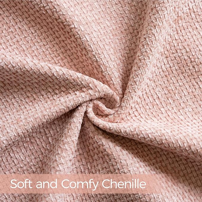 a moment Pink Chenille Throw Pillow Covers 16x16 Inch Pack of 2 Modern Decorative Throw Pillow Covers Farmhouse Cross Covers Home Decor for Sofa Bedroom Living Room