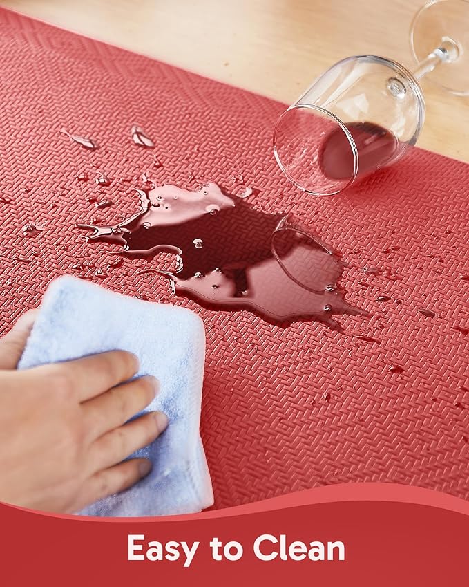 Ophanie Kitchen Mats for Floor, 3/4 Inch Thick Kitchen Rugs, 20''x32'' Anti Fatigue Standing Cushioned Mat, Waterproof,Comfort Ergonomic Mat for Office, Home, Sink, Red Non-Slip Bottom
