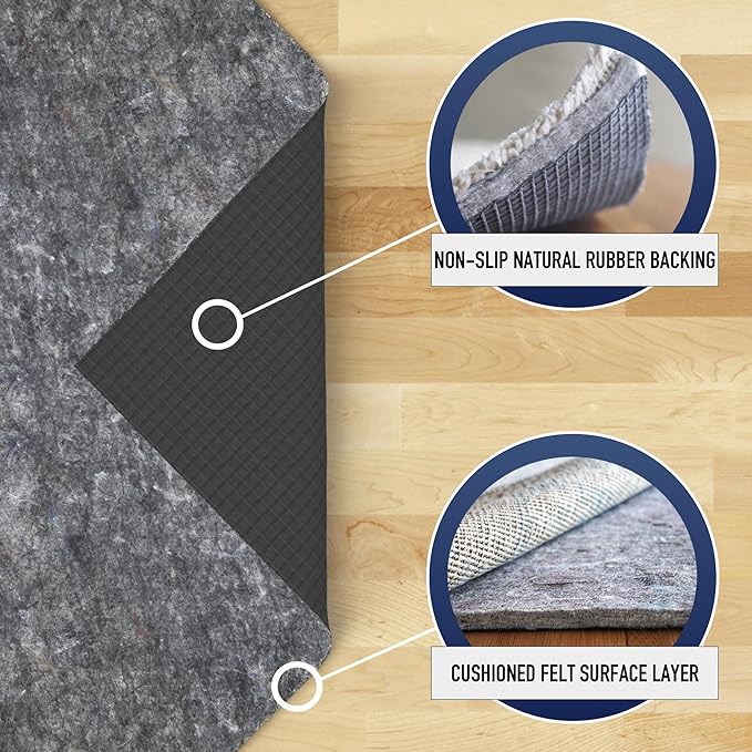 RUGPADUSA - Superior-Lock - 2'6" x 9' - 1/4" Thick - Felt + Rubber - Premium Non-Slip Rug Pad - Perfect for Hardwood Floors, Available in 2 Thicknesses, Many Custom Sizes