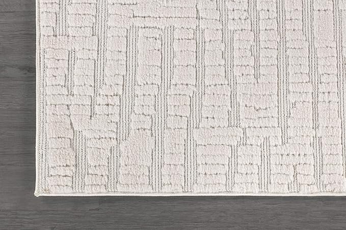 Luul Home Modern Micro Loop Indoor Area Rugs for Living Room Bedroom Kitchen Geometric Pebble White 5x7 Luxury Durable Low and High Pile Non-Shedding Stain Resistant Soft Area Carpet 5 x 7