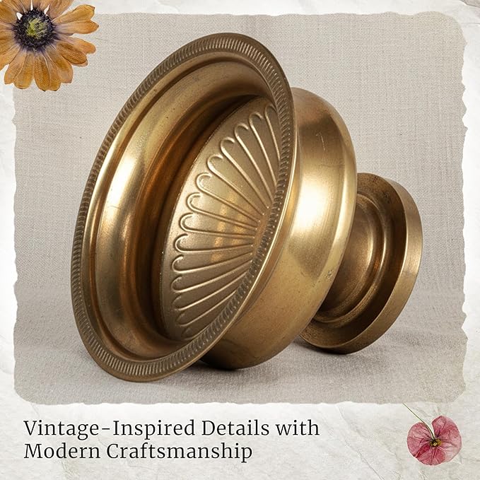 WORTH Gold Color Urn Vase Set of 2 for Centerpieces, 8" H. x 11.8" Dia. Classic Metal Trumpet Small Flower Pot for Table, Bowl Vase for Wedding Party Event Home Decor