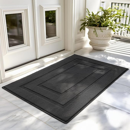 GRANNY SAYS Front Door Mat Outside Entrance, Welcome Matt Indoor Non-Slip, Door Mats for Outdoor, Entryway Front Porch Matt Low Profile Resist Dirt Easy to Clean, 36" x 24", Charcoal Grey