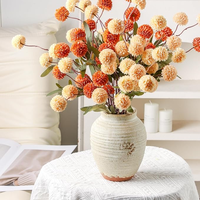 Ceramic Decorative Flower Vase 7 Inch Pottery Rustic Farmhouse Boho Terracotta Vase for Home Decor, Table, Living Room, Bathroom, Shelf, Mantel Decoration