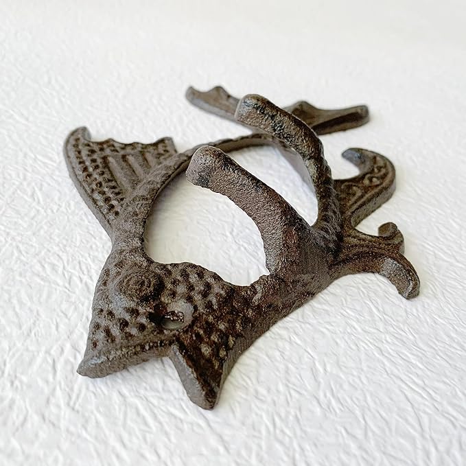 Rustic Fish-Shaped Decorative Wall Hook Rack Hangers for Hanging Clothes, Coats, Towels, Keys, and Hats, 1 Pack Antique Cast Iron Mounted Wall Hooks